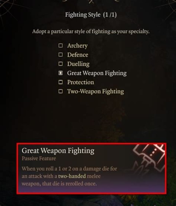 What does great weapon fighting apply to?
