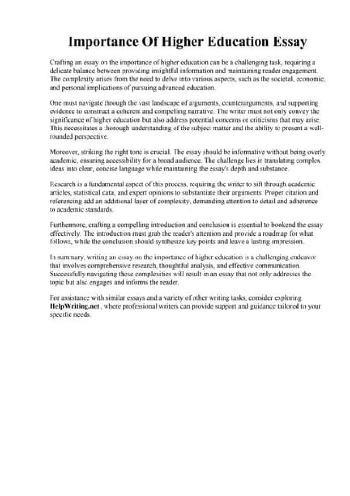 What is the purpose of higher education essay?