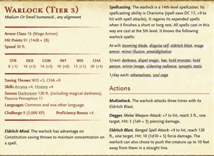 What stats are best for Warlock 5E?